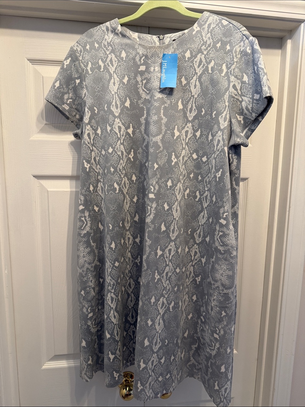 Light Gray Snake-Print Short Sleeve Mini Dress